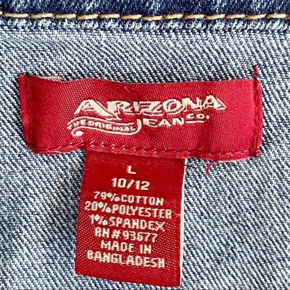 Arizona Jean Company Girls Button Closure Crop Denim Jean Jacket Size L 10/12 - Picture 10 of 12